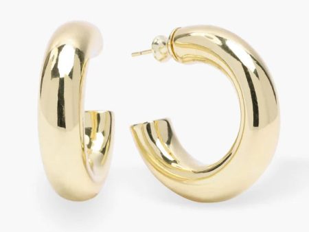 She s So Smooth Tube Hoop Earrings - Gold Cheap