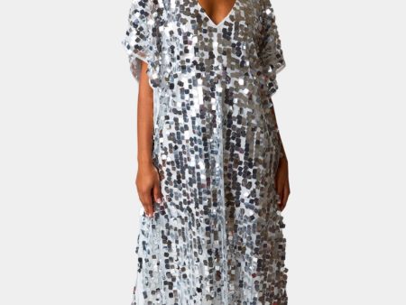 Atlas Sequin Caftan Maxi Dress - Overcast Discount