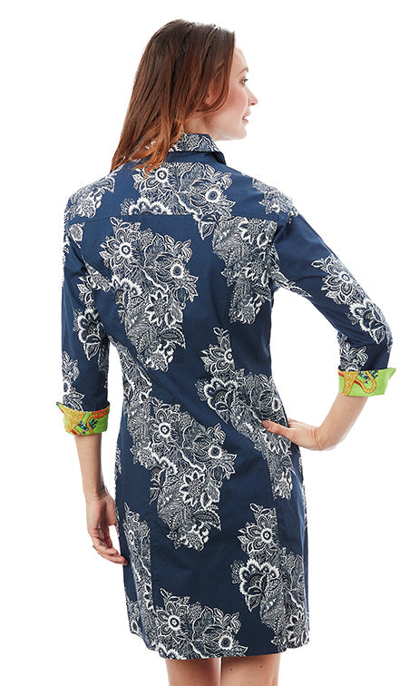 Sag Harbor Dress - Navy White Floral For Cheap