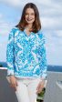 Cape Cod Frayed Shirt - Turquoise Tile Print For Sale