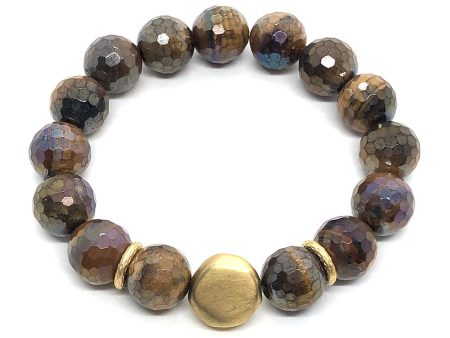 Brown Glazed Tiger Eye Stretch Bracelet For Discount