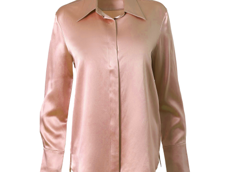 Classic Button Down Blouse In Rosy Pink Supply