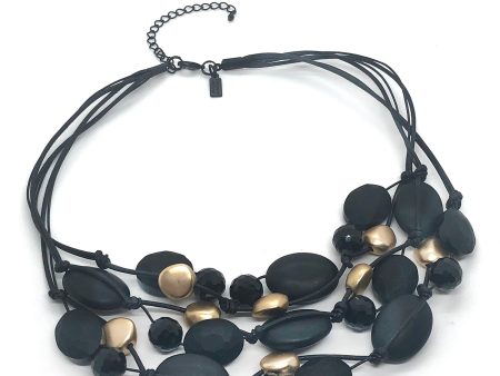 Black Matte Onyx, Crystal And Gold Bead Torsade Necklace Online Hot Sale