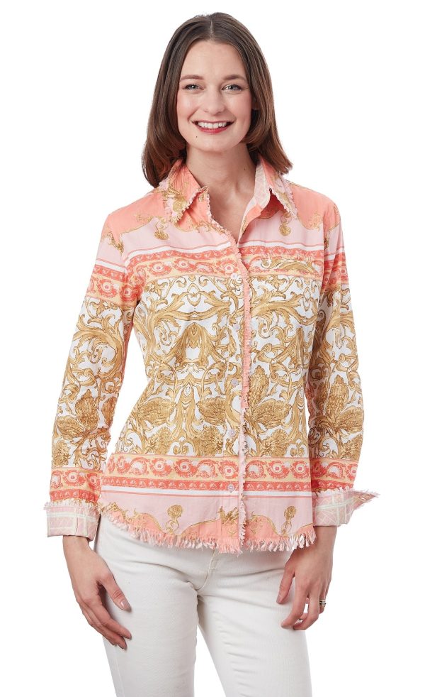 Cape Cod Frayed Shirt - Scroll Print on Sale