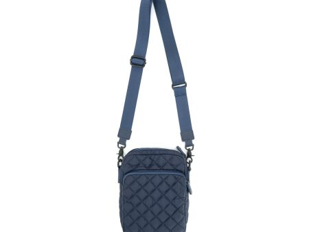 Quilted Messenger Bag - Navy Hot on Sale