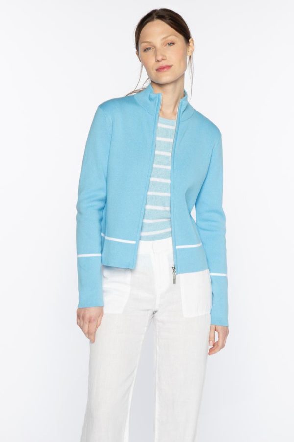 Fitted Zip Mock Cardigan For Cheap