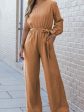 Texture Single Shoulder Tie-Waist Jumpsuit For Discount