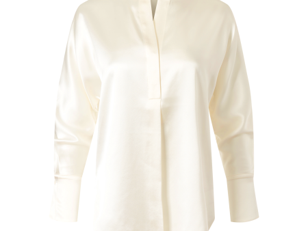 Crepe Band Collar Blouse - Cream Fashion