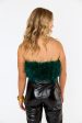 Fancy Strapless Feather Crop Top - Emerald For Discount