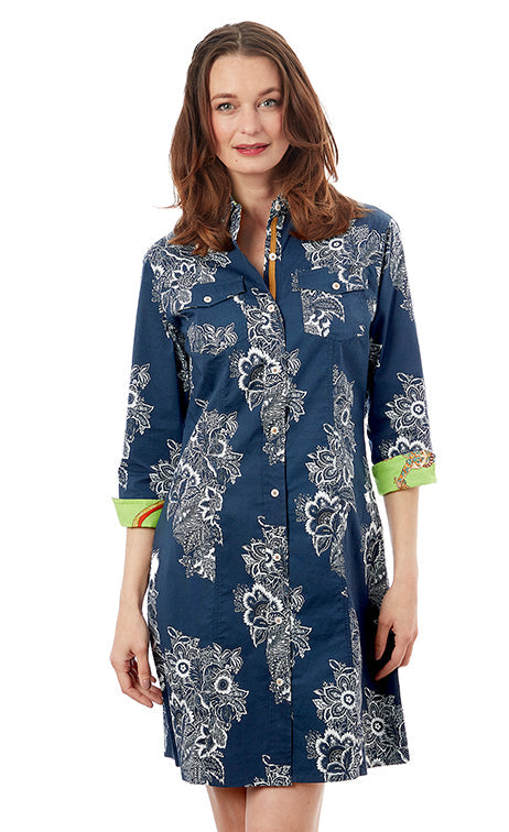 Sag Harbor Dress - Navy White Floral For Cheap