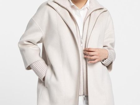 Knit Insert Zip Mock Coat For Sale