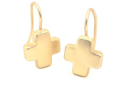 Matte Gold Cross Wire Earrings Cheap