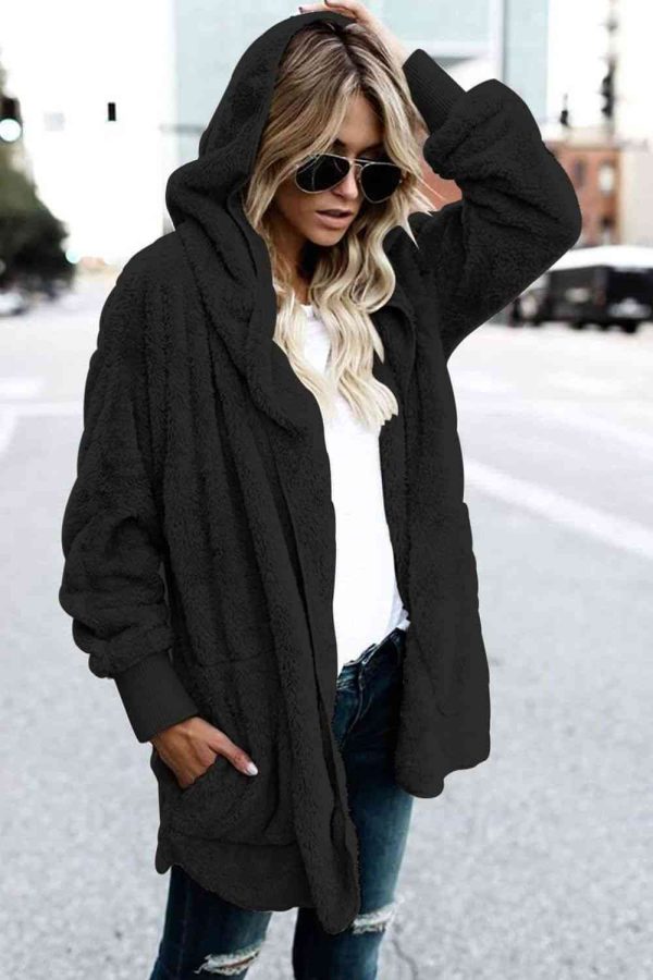 Teddy Hooded Jacket with Pockets Fashion