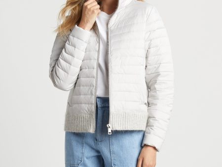 Lulu Lightweight Quilted Down Jacket With Knit Trim - Cloud Discount