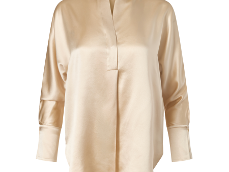 Crepe Band Collar Blouse - Champagne Online Hot Sale