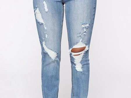 Distressed Slit Jeans Cheap