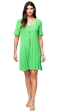 Stephanie Wave Rib Knit Short Sleeved Swing Dress; Bright Green For Sale