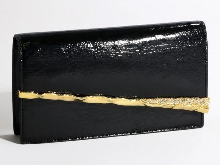 Gold Angular Convertible Crossbody Bag - Black Online now