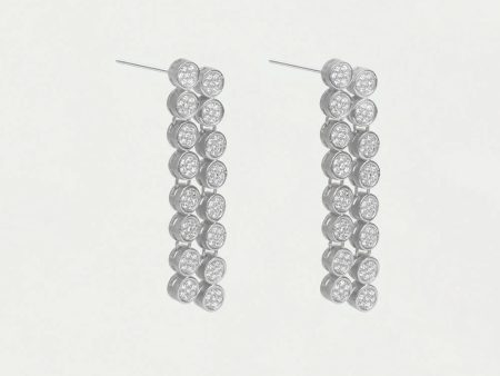 Mirabeau Pave Statement Drop Earrings - White Topaz Silver Fashion