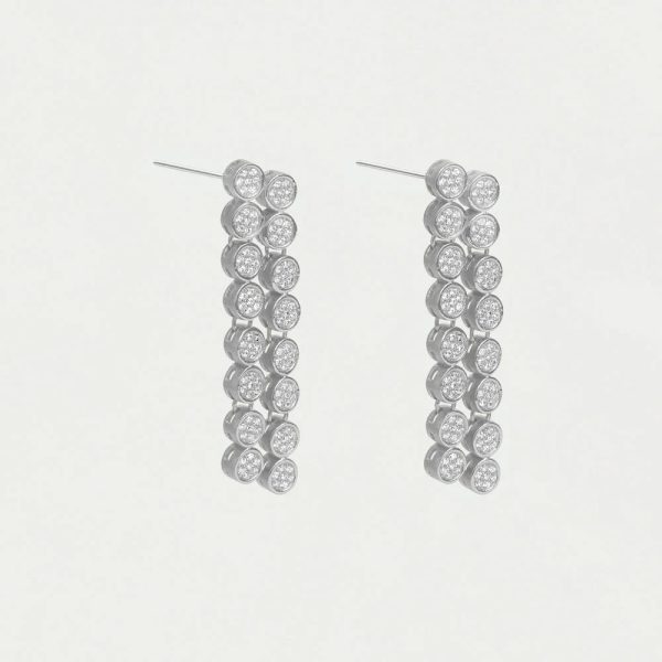 Mirabeau Pave Statement Drop Earrings - White Topaz Silver Fashion