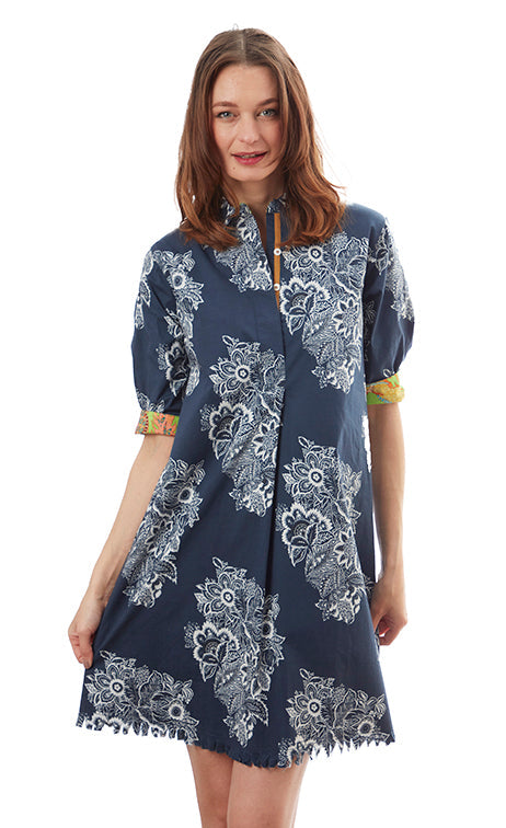 Chatham Dress - Navy White Floral Print Online Hot Sale