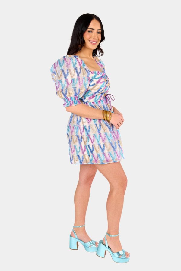 Colby Puff Sleeve Mini Dress - Confetti on Sale