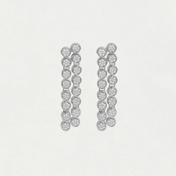 Mirabeau Pave Statement Drop Earrings - White Topaz Silver Fashion