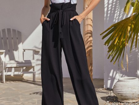 Tie Front Overalls with Pockets For Discount