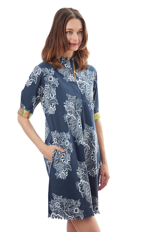 Chatham Dress - Navy White Floral Print Online Hot Sale