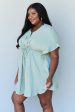 Ruffle Hem Dress with Drawstring Waistband in Light Sage Online Hot Sale