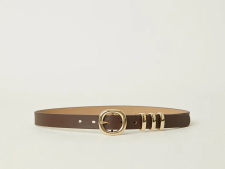 Bennett Leather Belt - Chocolate Gold Online now