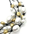 Cotton And Glass Pearl With Matte Black Crystal Torsade Necklace Online Hot Sale