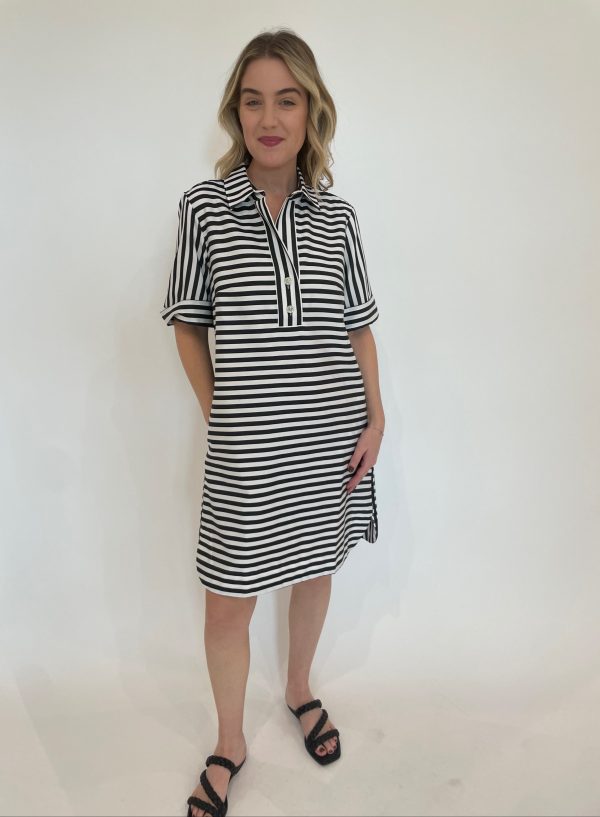 Aileen Stripe Gingham Dress - Black White Online Sale