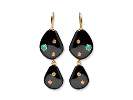 Stacked Stone Earrings in Black Agate Discount