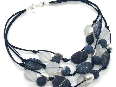 Blue Sodalite And Matte White Crystal Torsade Necklace For Discount