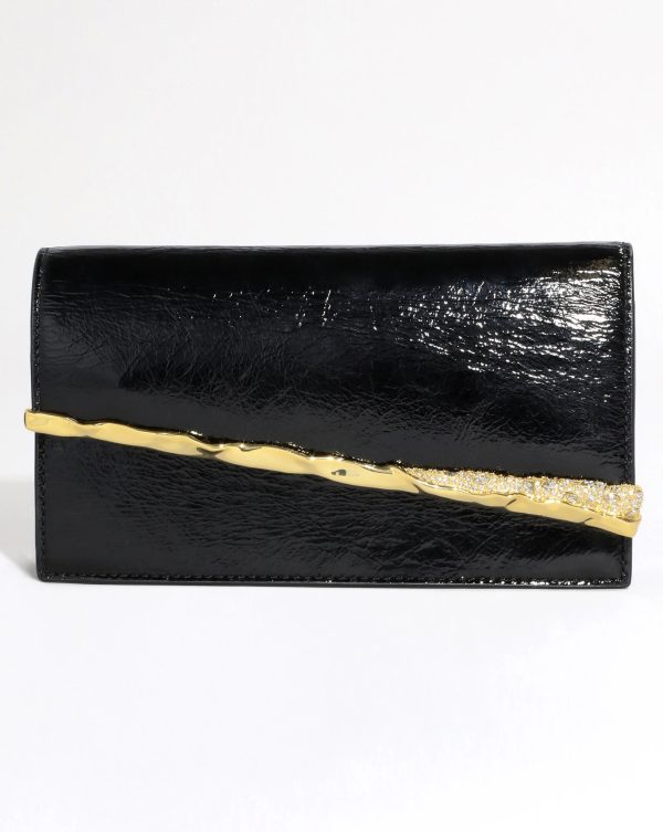 Gold Angular Convertible Crossbody Bag - Black Online now