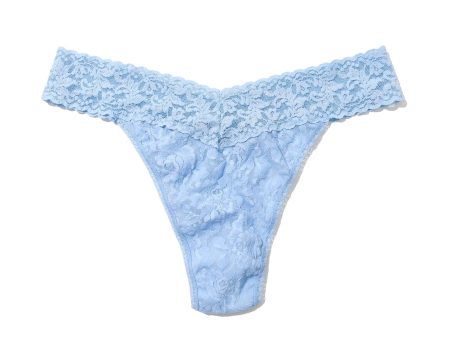 Signature Lace Original Rise Thong - Clarity Blue Online now