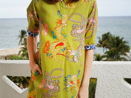 Chatham Dress - Green Dragon Print For Sale