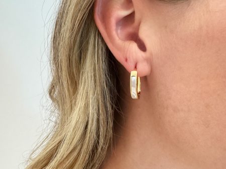 Mily Mother of Pearl Oval Hoop Earrings Online now