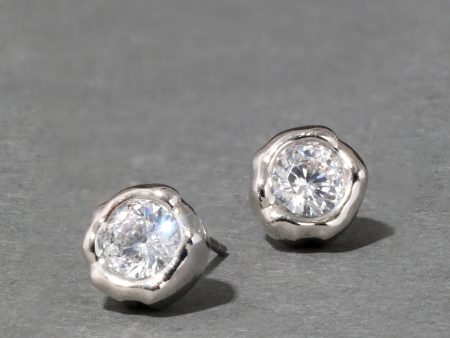 Asterales Molten Bezel Stud Earrings - Silver For Cheap