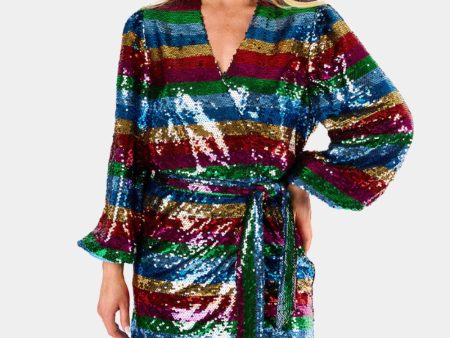 Adeline Sequin Wrap Dress - Prism For Sale