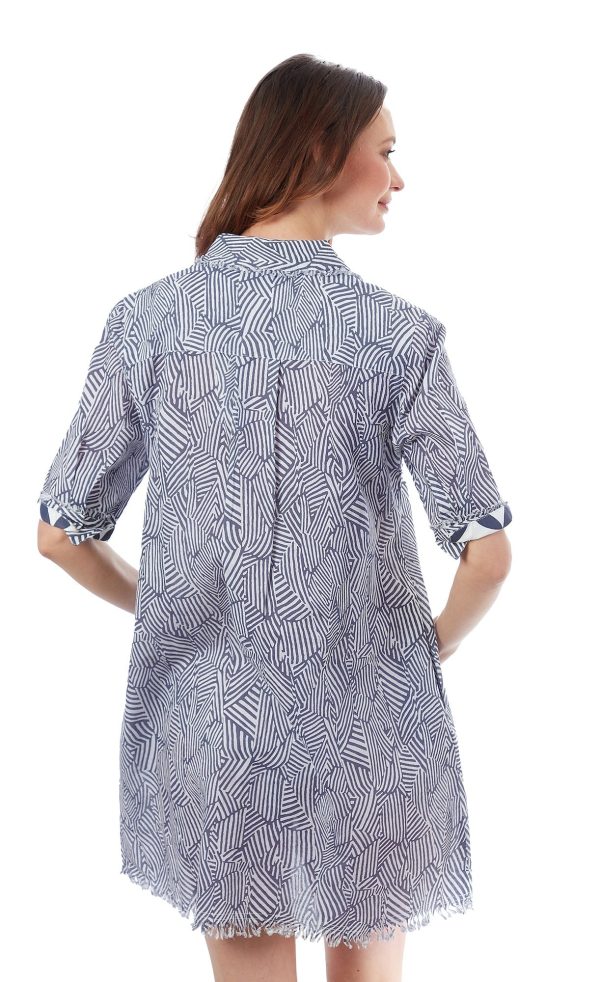 Chatham Dress - Navy White Geometric Print Cheap