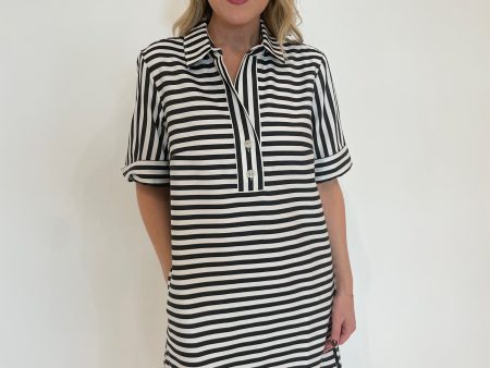 Aileen Stripe Gingham Dress - Black White Online Sale