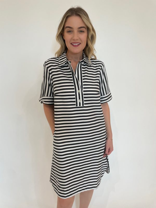 Aileen Stripe Gingham Dress - Black White Online Sale