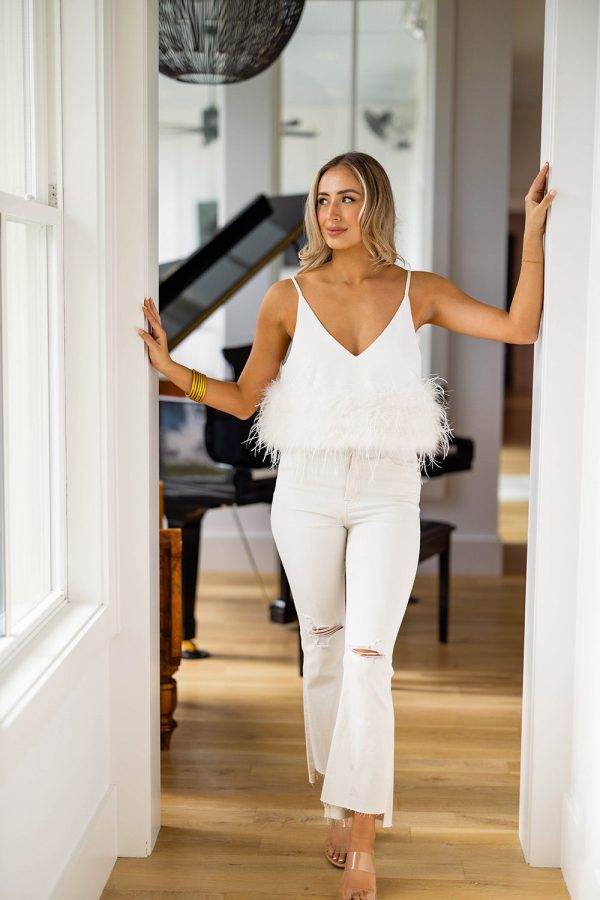 Reno Feather Tank Top - White Supply