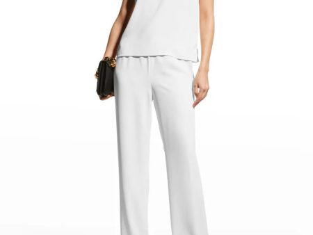 Matte Crepe Straight Leg Pant - White For Discount