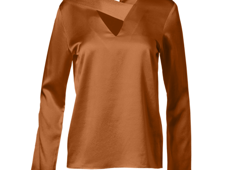 Cross Front Pleated Blouse In Copper Sale