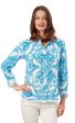 Cape Cod Frayed Shirt - Turquoise Tile Print For Sale