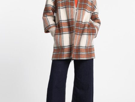 Plaid Knit Insert Coat For Cheap