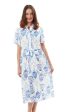 Shortsleeved Shirt Dress - Chinoiserie Print on Sale